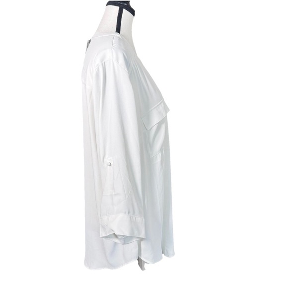 Torrid Harper Georgette Pullover 3/4 Roll Tab Sleeve Tunic Blouse White 2X NWT - Picture 4 of 11